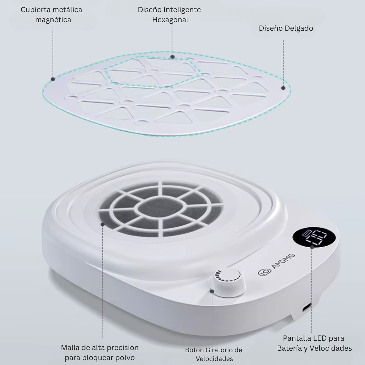 Extractor De Polvo Uñas Portatil Amdmg Gm2 Portatil