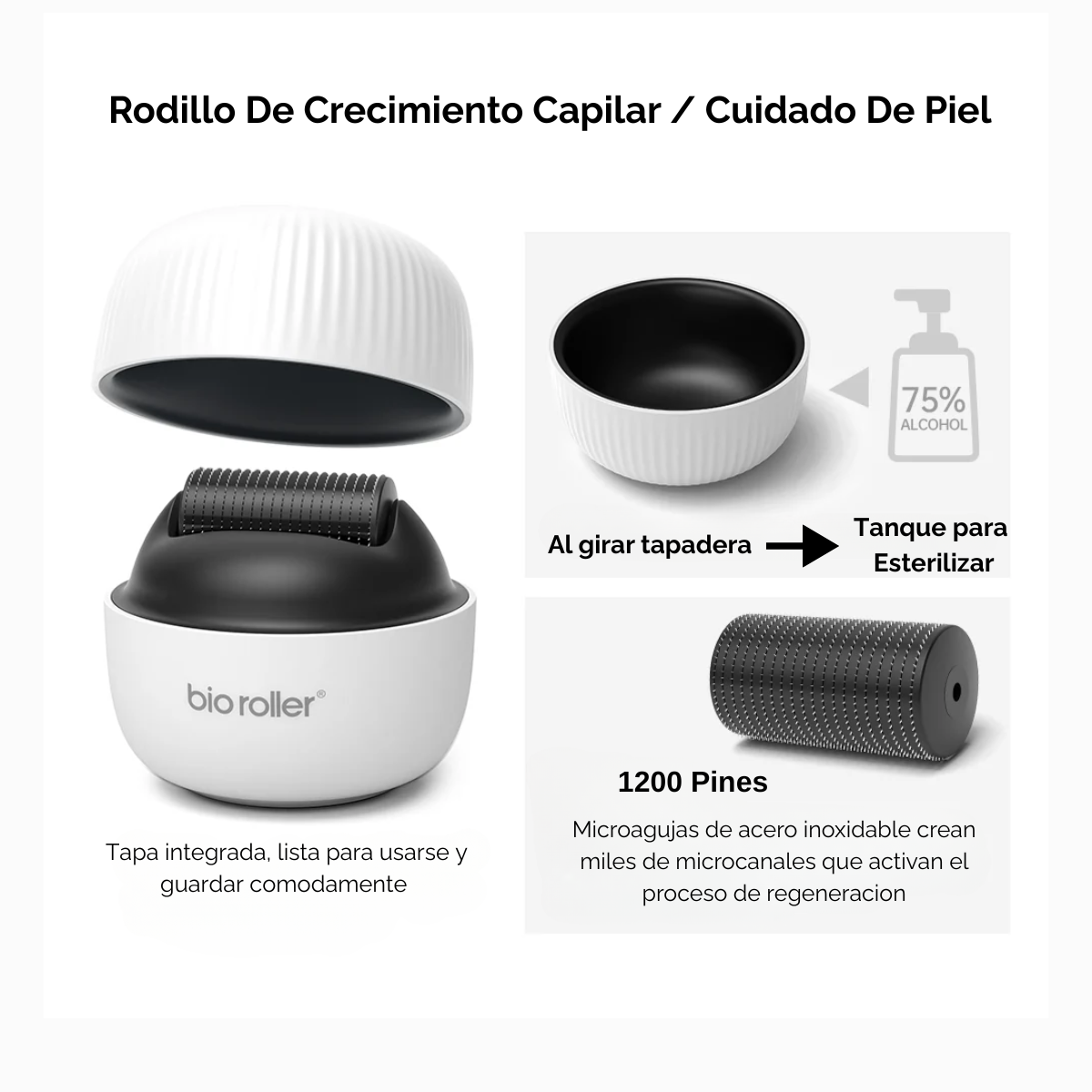 Dermaroller  Bioroller Rodillo facial y capilar