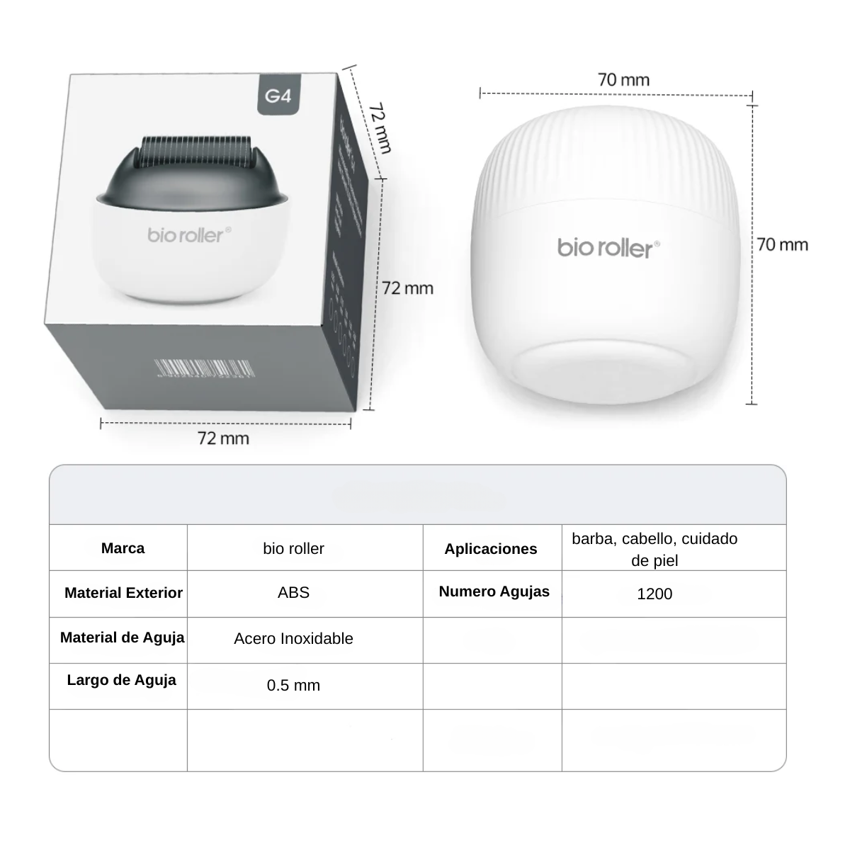 Dermaroller  Bioroller Rodillo facial y capilar